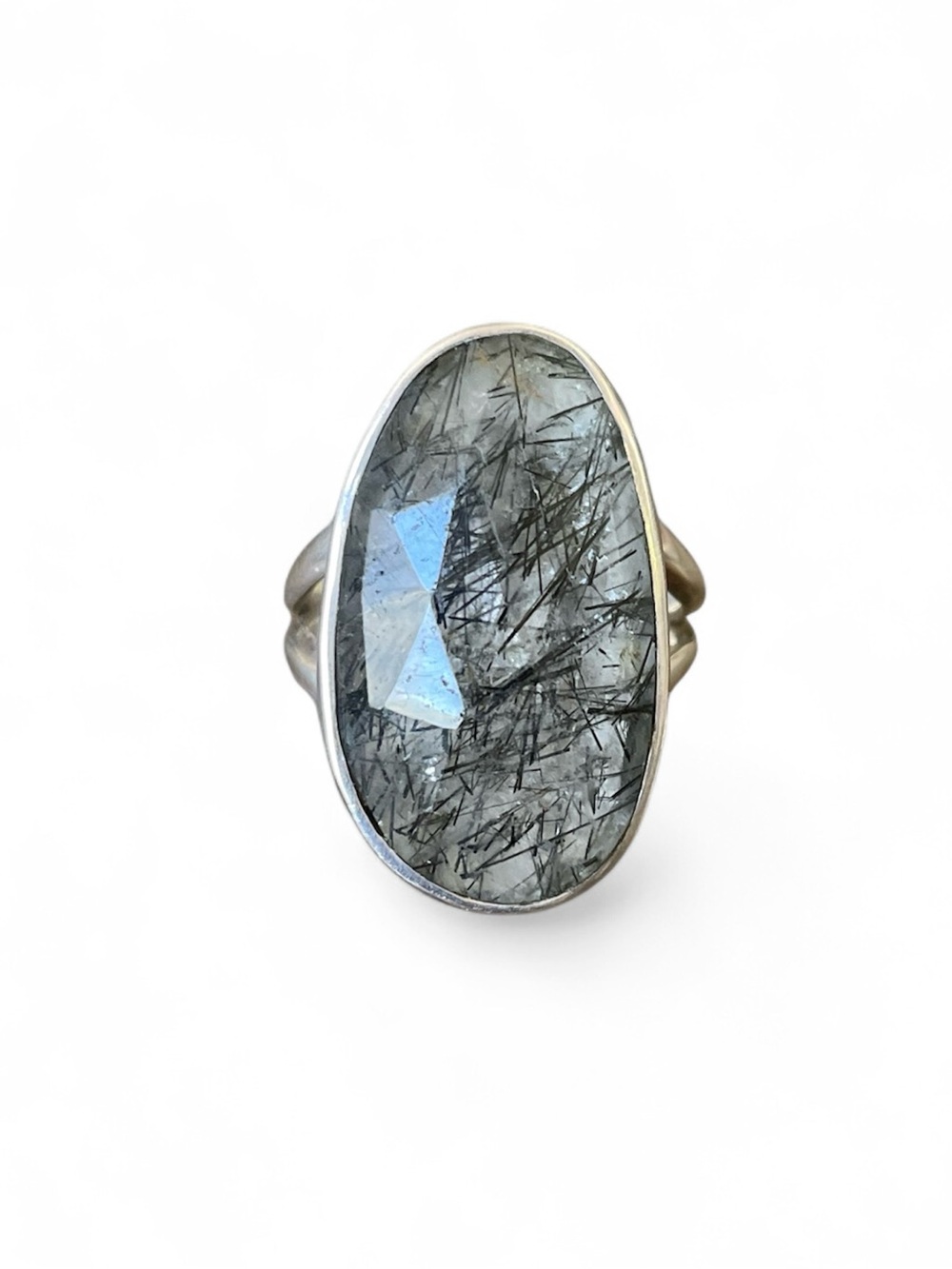 925 Sterling Silver Black Rutilated Quartz Ring, SIZE: US :7
